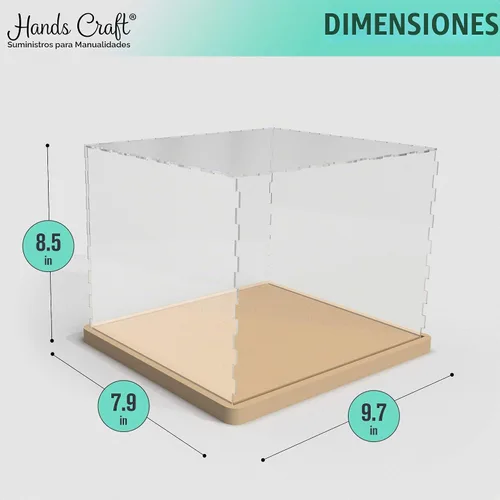 Vista 6 de Hands Craft Miniatures - Estuche de exhibición de casa de muñecas Cubierta antipolvo acrílica y base de madera Pantalla protectora y sin polvo