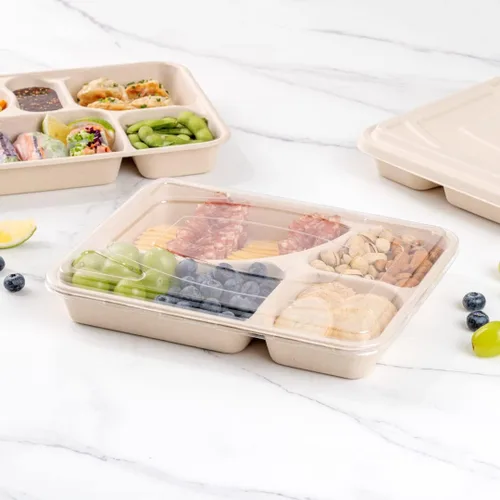 Vista 11 de Restaurantware Solo tapas: tapas pulp tek para bandejas To Go 100 tapas desechables para llevar contenedores - Hecho de fibras de caña de azúcar
