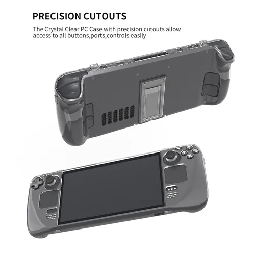 Vista 3 de Protective Case for Steam Deck Case Cover Clear with Small Stand, PC Hard Clear Case for Steam Deck Game Console, Shock-Absorption Anti-Scratch