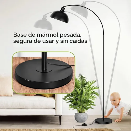 Vista 6 de Lámparas de pie de arco para sala de estar, moderna lámpara de pie alta con control remoto, lámpara de pie negra regulable continua con pantalla