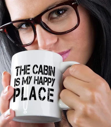 Vista 5 de La Cabina es My Happy Place" Funny Relax # 1 Café Té Blanco Taza de cerámica taza 11oz – Vacaciones Navidad Hanukkah Regalo