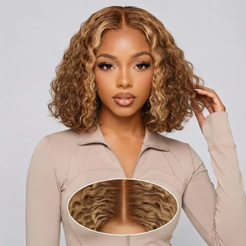 Vista 26 de Peluca de cabello humano rizado sin pegamento, 2 x 6 HD, encaje frontal, pelucas de cabello humano prearrancado 3 en 1, para usar y llevar, densidad