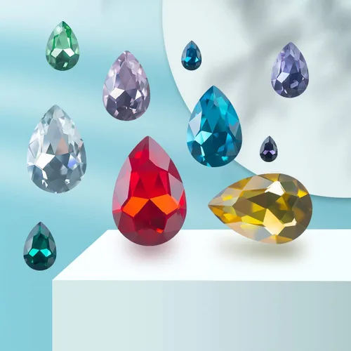 Vista 2 de Lágrima de cristal de 0.787 x 1.181 in con diamantes de imitación grandes para manualidades, fabricación de joyas, zapatos, cuentas de vidrio, 36
