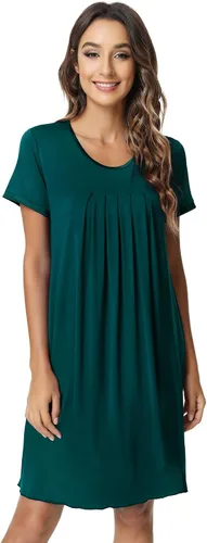 Vista 15 de NACHILA Nightgowns for Women-Viscose Made from Bamboo, Pleated Sleepwear. A-aqua Green