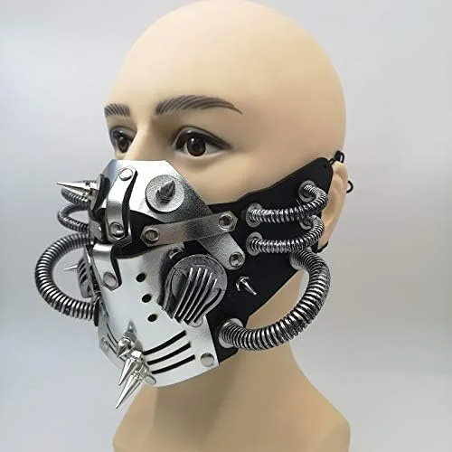 Vista 3 de Máscara de cuero steampunk para cosplay, máscara de mascarada con remache punk-Tubular