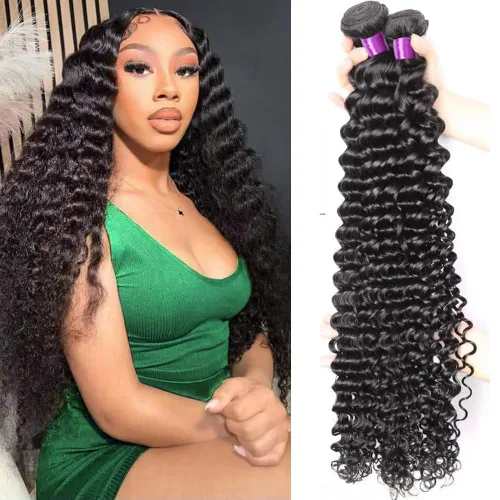 Vista 8 de Paquetes de Ondas Profundas 100% Cabello Virgen Brasileño Remy Sin Procesar Rizado Profundo 3 Paquetes Extensiones de Cabello para Mujeres Negras