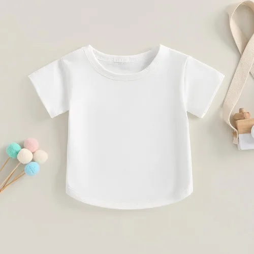 Vista 2 de YINGISFITM Camiseta de manga corta con cuello redondo para bebé, ropa casual de verano