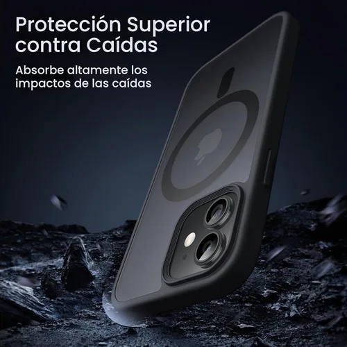 Vista 5 de JETech Funda magnética mate para iPhone 12 mini, color negro Compatible con MagSafe, parte trasera mate translúcida, protección delgada a prueba