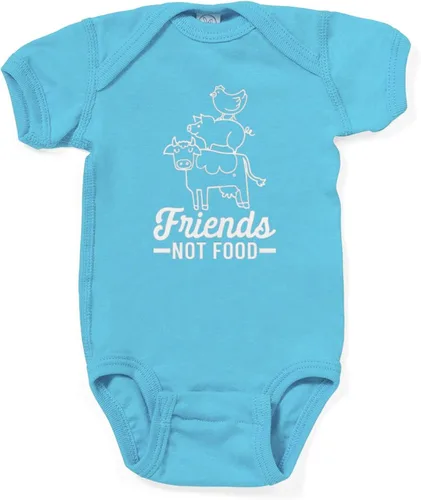 Vista 6 de CafePress Friends Not Food Vegetariano Vegano Vegano Traje de cuerpo lindo bebé Body Body Baby Romper Dark