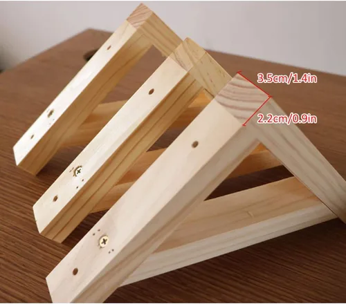 Vista 3 de Soportes flotantes de madera maciza triangular, soporte de ángulo recto espesar soportes de estante de carga, soporte de estantería para decoración