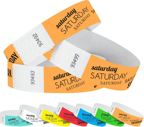 Vista 16 de WristCo Pulseras Tyvek - Paquete variado de fin de semana, 1,500 unidades ¾" x 10" - impermeables, reciclables, cómodas, resistentes a desgarros