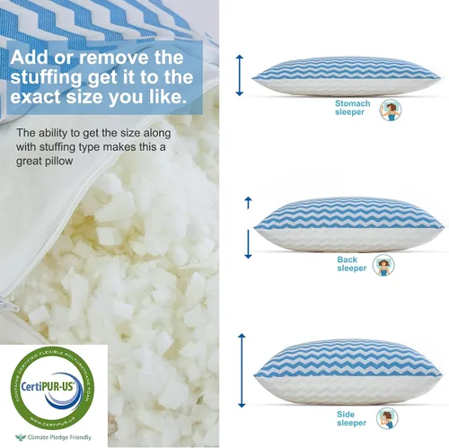 Vista 3 de Almohadas de tamaño estándar – Almohada firme ajustable para dormir de espalda, boca abajo y de lado – Almohada de enfriamiento de espuma
