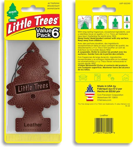 Vista 2 de LITTLE TREES Ambientador de aire para coche, árbol colgante que proporciona un aroma duradero para el automóvil y el hogar Cuero, 24 ambientadores