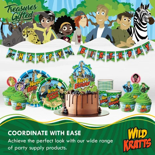 Vista 6 de Treasures Gifted Platos de cena Wild Kratts con licencia oficial de 24 unidades – Platos de fiesta Wild Kratts de 9 pulgadas – Suministros de fiesta