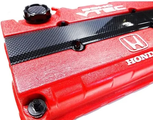 Vista 7 de JDM - Cubierta de válvula de motor de fibra de carbono compatible con Honda Civic B16 B18 VTEC Type-R
