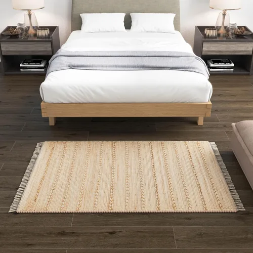 Vista 28 de Eco Crave Alfombra de pasillo de yute de 2,6 x 8 pies – Alfombra de diseño geométrico 100% natural de yute trenzada a mano, alfombra de acento