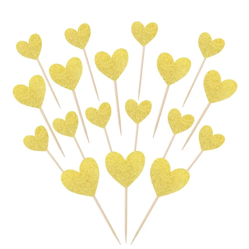 Vista 9 de 30 piezas de decoración para cupcakes con diseño de corazón con purpurina para cupcakes, despedida de soltera, boda, compromiso, decoración de Negro