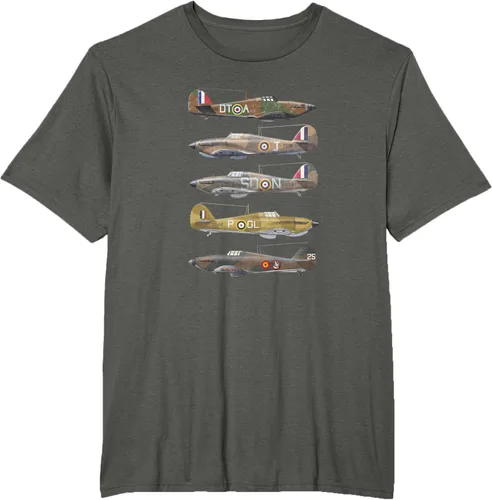 Vista 3 de Hawker Hurricane is a British WW2 camiseta de aviones de combate Negro