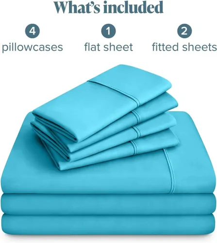 Vista 160 de Bare Home Sheet Set 1800 Ultra-Soft with 2 Pillowcases (Twin XL, Dark Blue)
