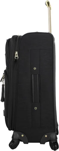 Vista 3 de Steve Madden Designer Luggage Collection Maleta ligera expandible de 24 pulgadas Bolsa a cuadros con ruedas giratorias de tamaño mediano