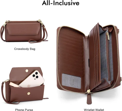Vista 2 de nuoku Carteras para mujeres con ranuras para tarjetas de crédito con bloqueo RFID de gran capacidad