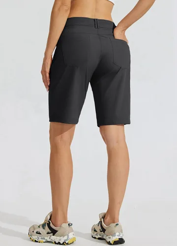 Vista 2 de Willit Pantalones cortos largos de senderismo para mujer de 10 pulgadas, de secado rápido, atléticos, de verano, con bolsillos