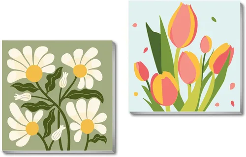 Vista 8 de cupmod Paquete de 2 pinturas enmarcadas por números para niños, kit de pintura acrílica fácil por números sobre lienzo, pintura al óleo de frutas