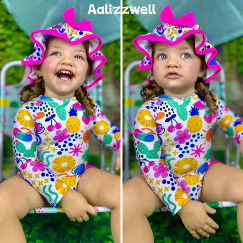 Vista 63 de Aalizzwell Traje de baño de una pieza de manga larga con sombrero para bebé niña