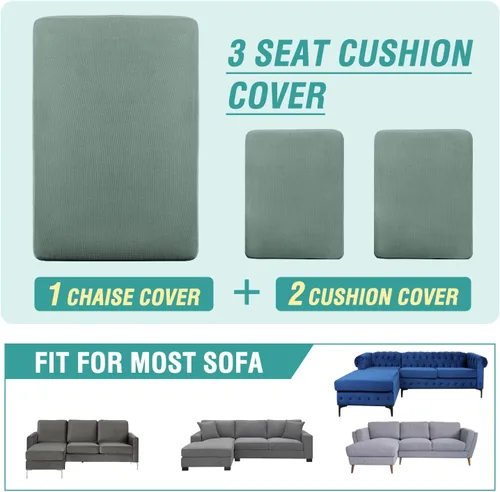 Vista 206 de OKYUK Fundas para sofá modular, 3 piezas, fundas de cojín de terciopelo para sofá, en forma de L, funda de cojín separado para sofá, protector