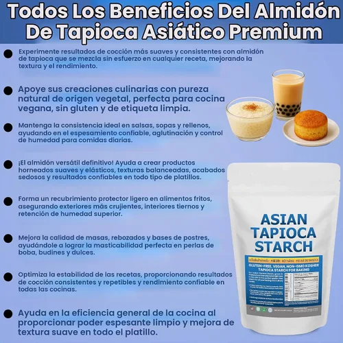 Vista 7 de Harina de tapioca para hornear – Polvo de almidón de tapioca bolsa de polietileno resellable de 2.5 libras – Sin OMG, sin gluten, vegano, kosher, a