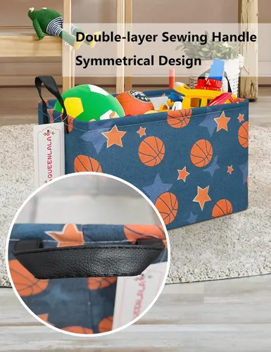 Vista 7 de QUEENLALA Cesta para la colada rectangular, cesta para la ropa sucia plegable para guardería, para organizar/almacenar, cestas para contenedores
