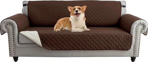 Vista 38 de UNBBRRL Funda de sofá reversible para perros y gatos, funda impermeable para muebles para mascotas y niños, protector de sofá con correas elásticas
