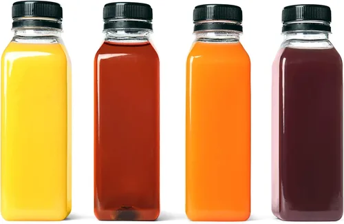 Vista 7 de Botellas de jugo de plástico de 10 onzas, recipientes reutilizables para bebidas a granel, para jugo, leche y otras bebidas, 4 unidades.