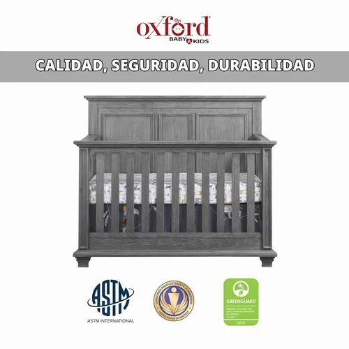Vista 3 de Oxford Baby Kenilworth - Cuna convertible 4 en 1, gris grafito, certificado GreenGuard Gold