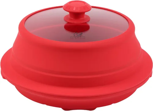 Vista 10 de Tapa plegable para salpicaduras de microondas con cubierta de vidrio templado ventilado, tapa wok apta para microondas, olla de vapor y olla redonda
