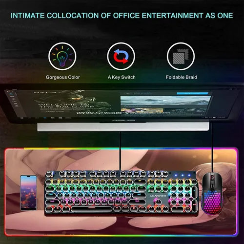 Vista 4 de Mouse Pads Sexy Anime Girl Mousepad Gamer Led RGB Mause Pad Game Mats Computer Accessories Desk Mat Deskmat Gaming XXL 31.49 inch x12 inch