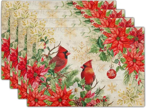 Vista 56 de Juego de 4 manteles individuales de otoño para mesa de comedor, hojas de calabazas de otoño, cosecha de Acción de Gracias, tela lavable