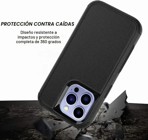 Vista 2 de X-belmox Funda protectora para iPhone 14 Pro Max de 3 capas resistente Negro