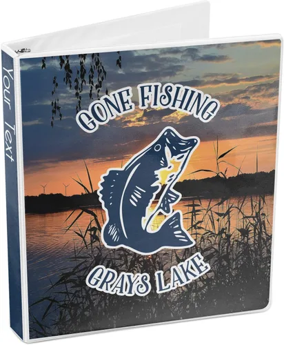 Vista 4 de Carpeta personalizada de 3 anillas Gone Fishing - 1 pulgada