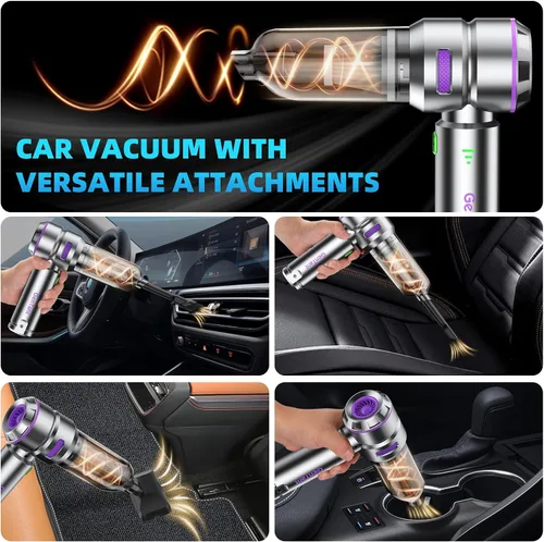Vista 3 de Aspiradora portátil inalámbrica para automóvil, 18000PA, aspiradora portátil inalámbrica, soplador de aire de alta potencia con motor sin