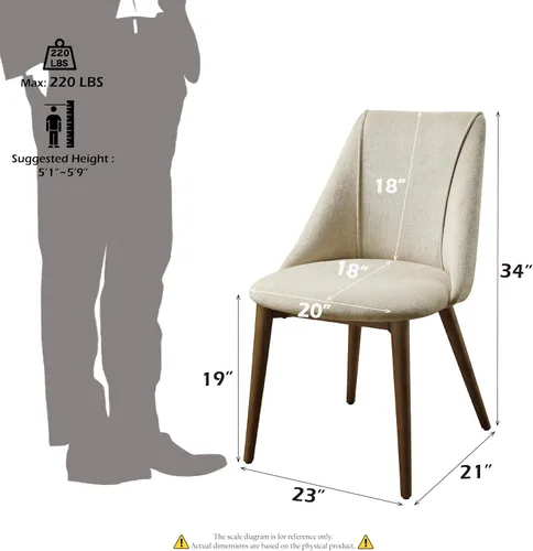 Vista 8 de Acme Willene - Silla auxiliar de tela contemporánea en beige/nogal (juego de 2)