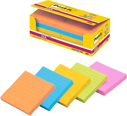 Vista 8 de Post-it 6301SS-K - Notas adhesivas, adhesivo fuerte, rayado, color pastel, 3.0 x 3.0 pulgadas (2.953 x 2.953 in), 90 hojas x 10 hojas