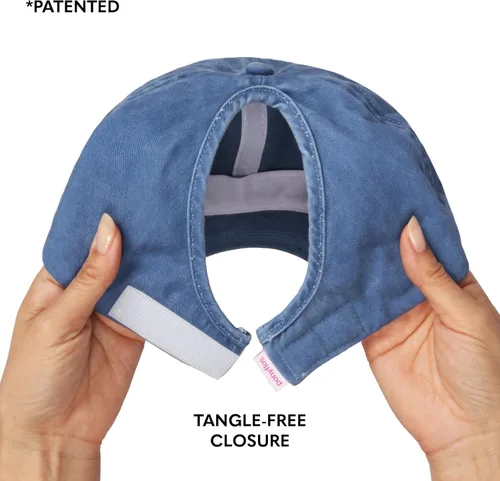 Vista 4 de Ponyflo Sombrero de cola de caballo de algodón, gorras de cola de caballo para mujer, diseñadas para todo tipo de cabello