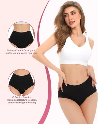 Vista 2 de Sunm Boutique 3 Pack Incontinence Underwear for Women Comfortable Leakproof Panties Tummy Control