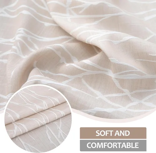 Vista 8 de Pitalk - Cortinas con patrón beige de 63 pulgadas de largo para dormitorio, 2 paneles con pestaña trasera y bolsillo, diseño de ramas de árbol