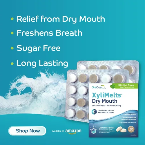 Vista 3 de Xylimelts : Dry Mouth 40 pastillas adhesivas sabor dulce ligero Alivia la boca seca día y noche Acción hasta 8 horas Sin azúcar, sin xilitol