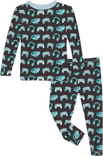 Vista 37 de KicKee Pants Conjunto de pijama de manga larga con estampado de piezas