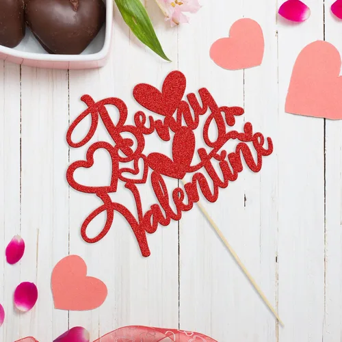 Vista 25 de Ephlyn 24 adornos para cupcakes con purpurina para el día de San Valentín, dulce amor, corazón, día de San Valentín, decoración para cupcakes