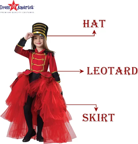 Vista 2 de Dress Up America Band Majorette Costume - Nutcracker Costume for Girls - Toy Soldier Uniform Dress Up for Kids