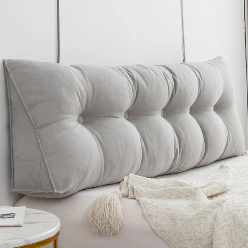 Vista 12 de Almohada triangular para cabecero, respaldo grande, cojín de soporte de cuña, almohada lumbar para cama de día, litera, dormitorio con funda Beige